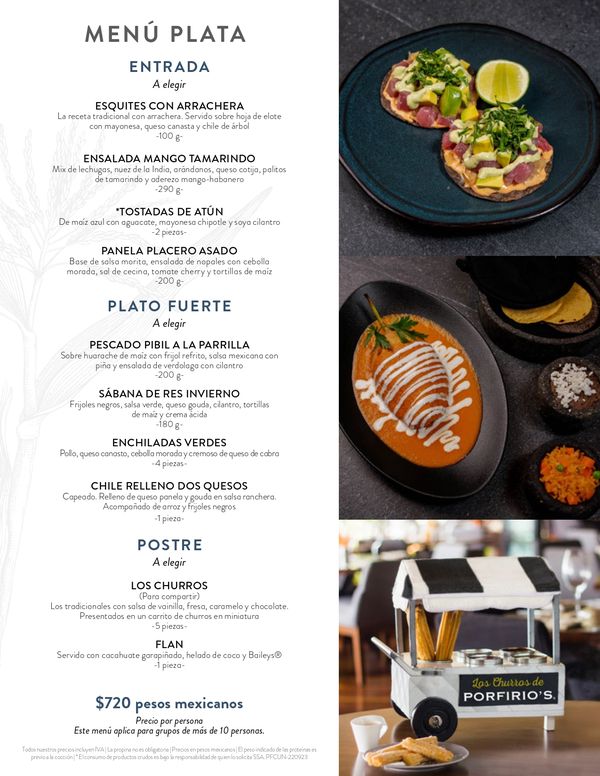 Silver Menu — Porfirio's Cancún