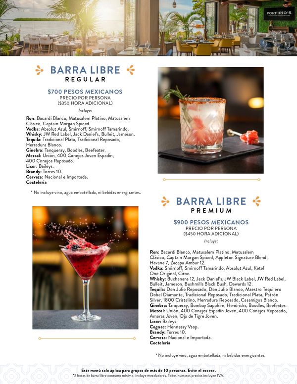 Open Bar — Porfirio's Cancún
